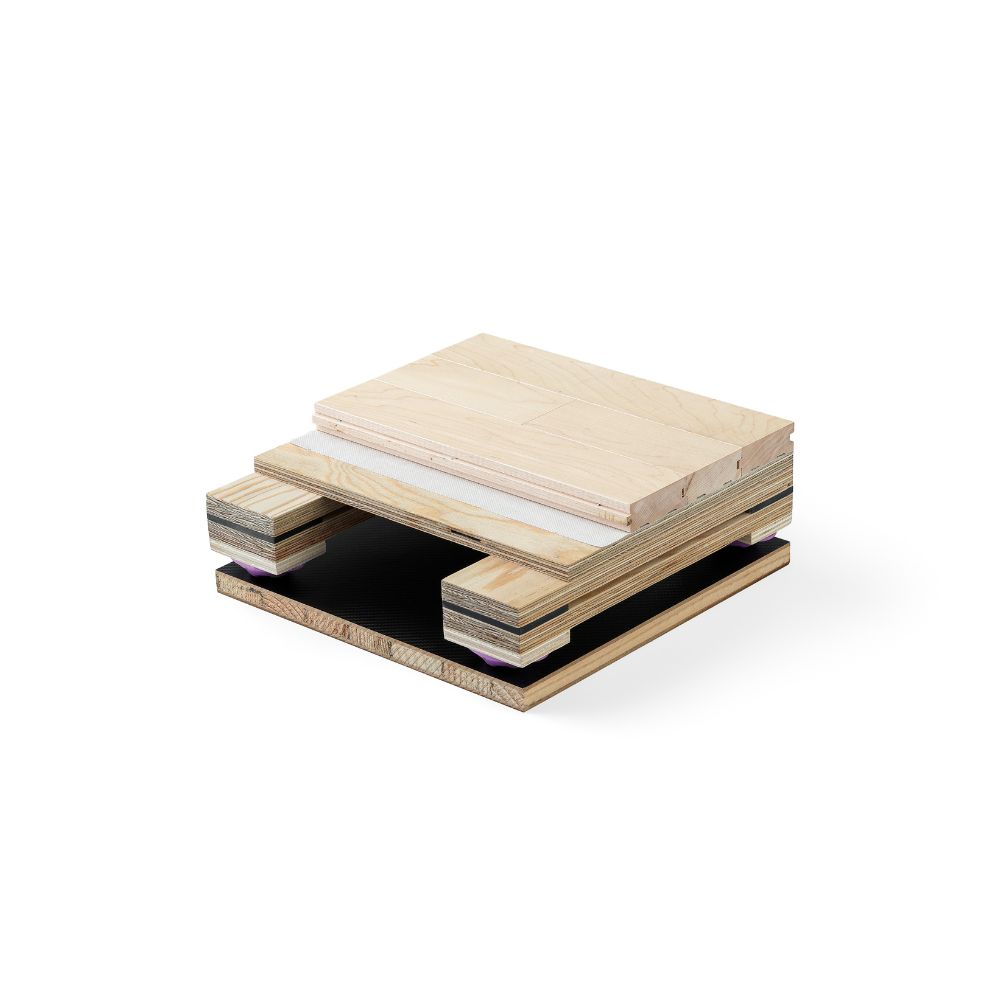 Solid wood sports flooring system