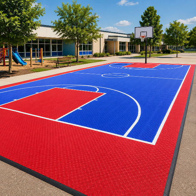 Youth basketball multi-layer wood system